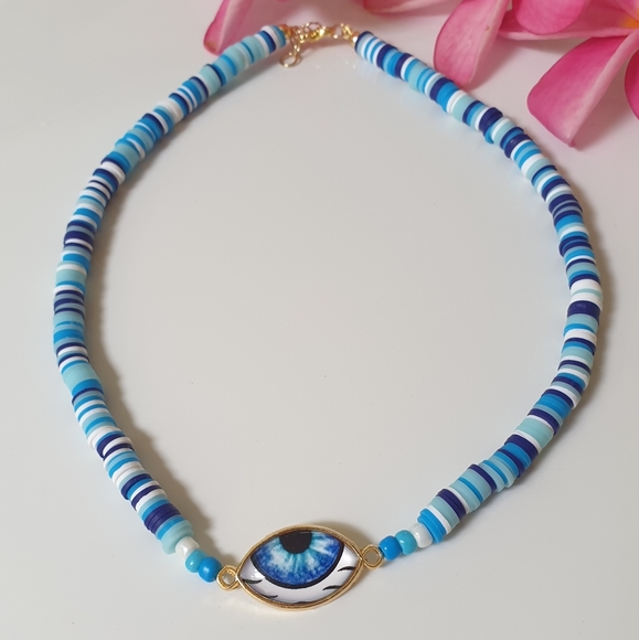 Necklace with the blue eye handmade - Picture 1 of 3